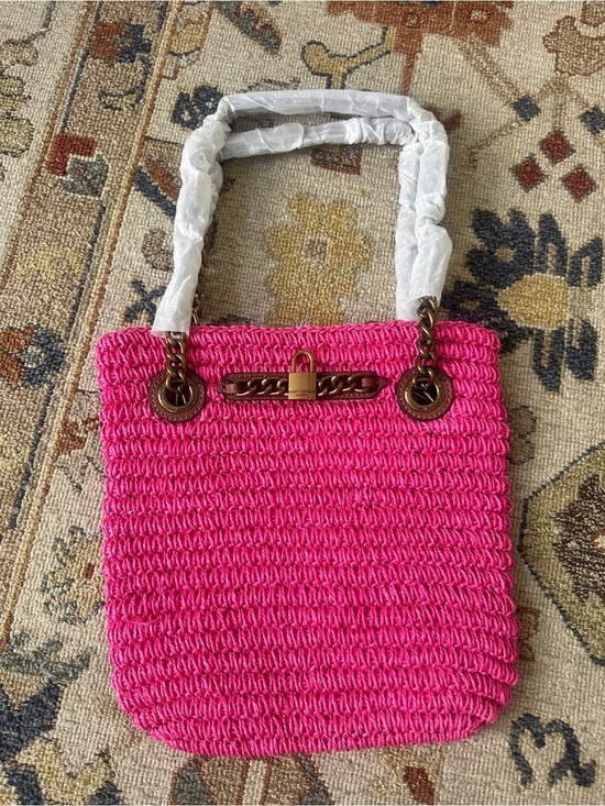 Kurt Geiger Handbags - Kurt Geiger Pink Brixton Raffia Woven Handbag